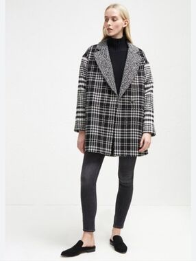 French Connection Belinda Slouchy Black and White Coat